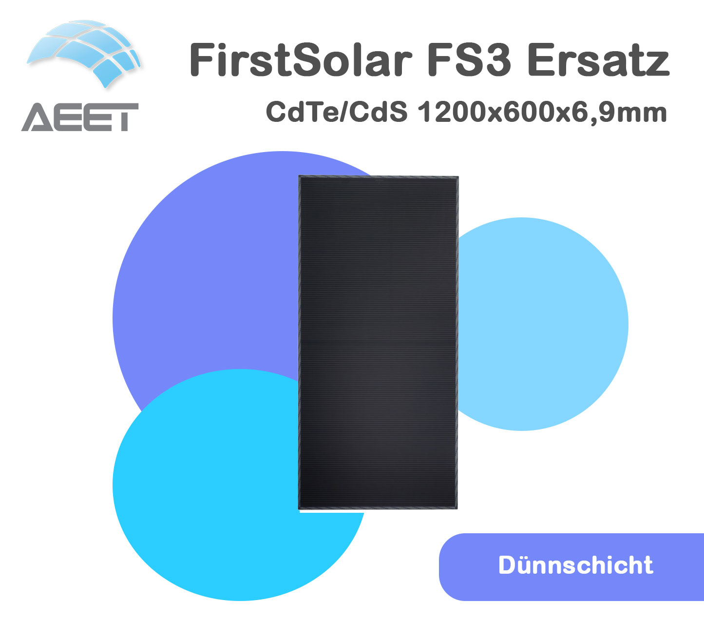 Solarmodule 1200x600x6,9mm Dünnschicht Cdte/Cds