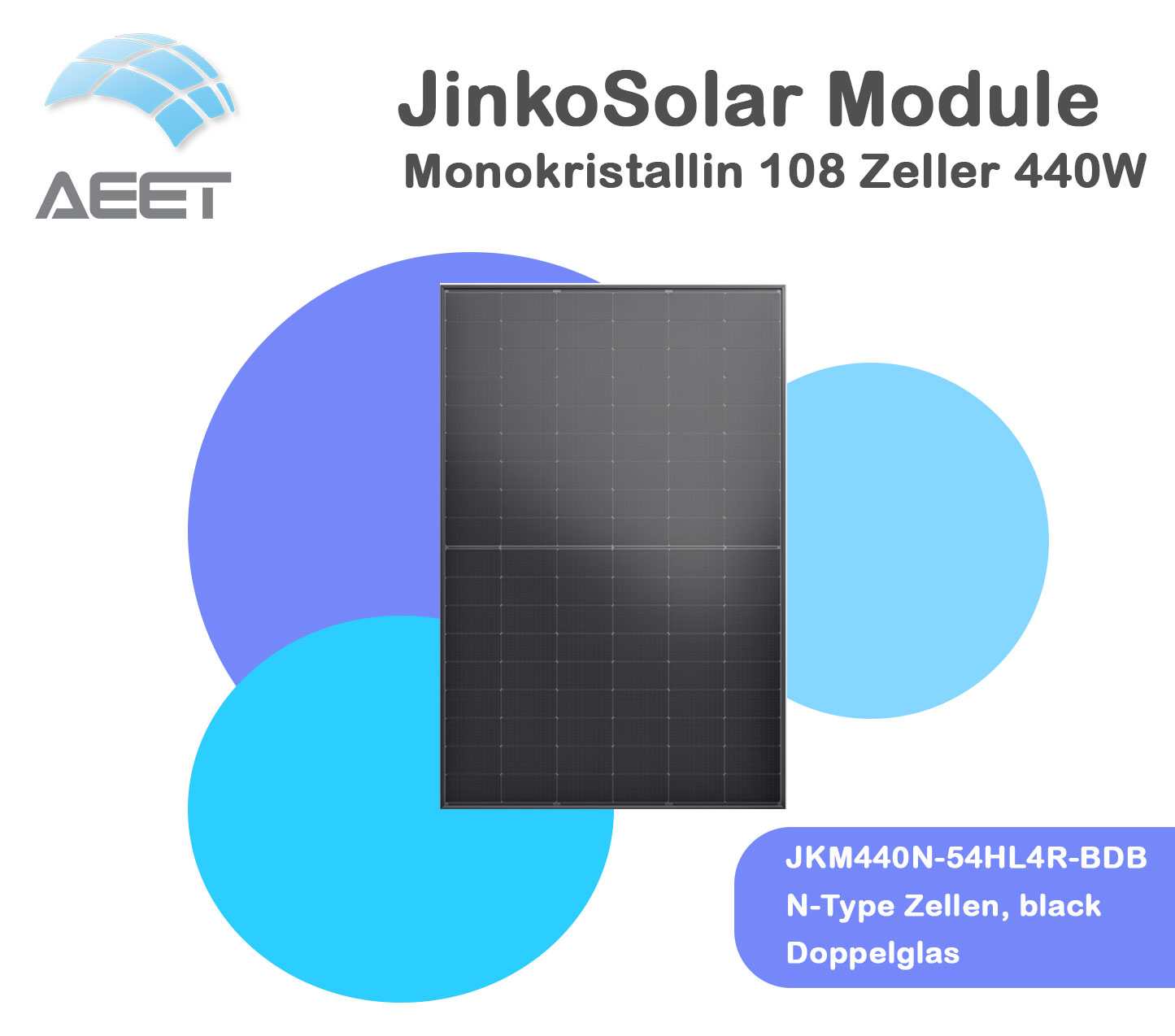 Solarmodule JinkoSolar Dualglass JKM440N-54HL4R-BDB black